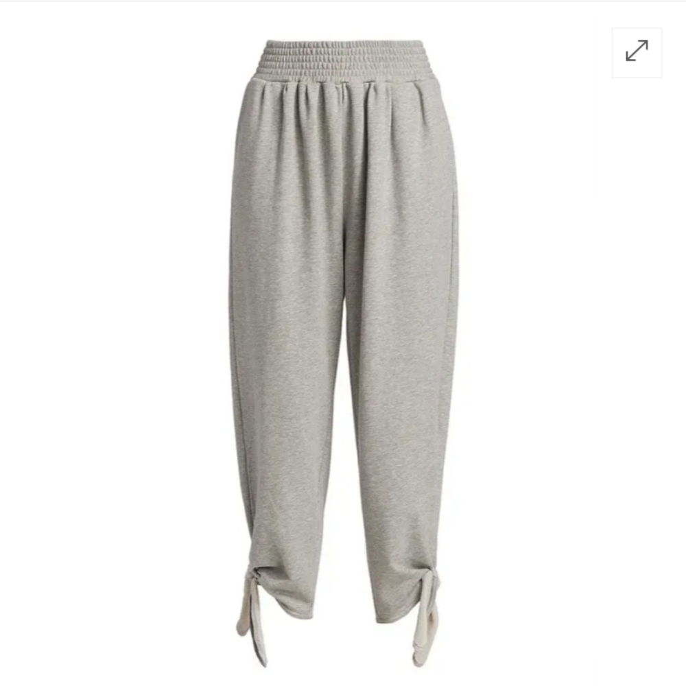 Cinq A Sept Liana Gray French Terry Knotted Cropped Pants